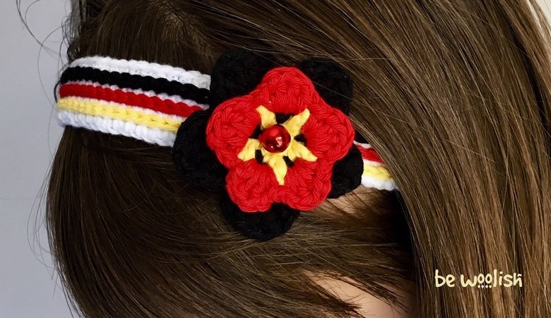WM - Komplettset Deutschland / Fan - Häkelanleitung - Haarband, Armband, Beanie, Fußballherz uvm.