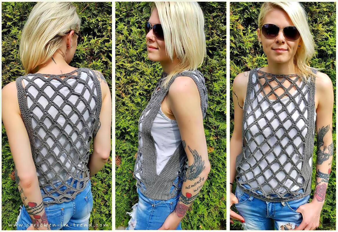 Häkelanleitung für ärmelloses Top in allen Größen | Häkeltop SIDE#SIDE