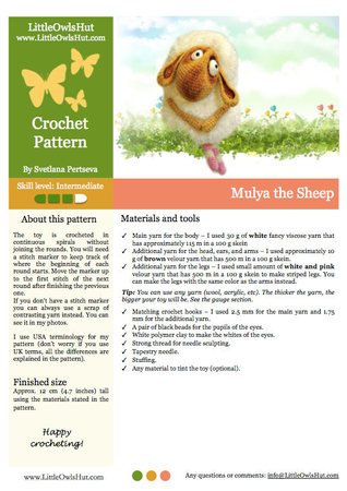 156 Crochet Pattern - Mulya the Sheep - Amigurumi soft toy PDF file by Pertseva CP