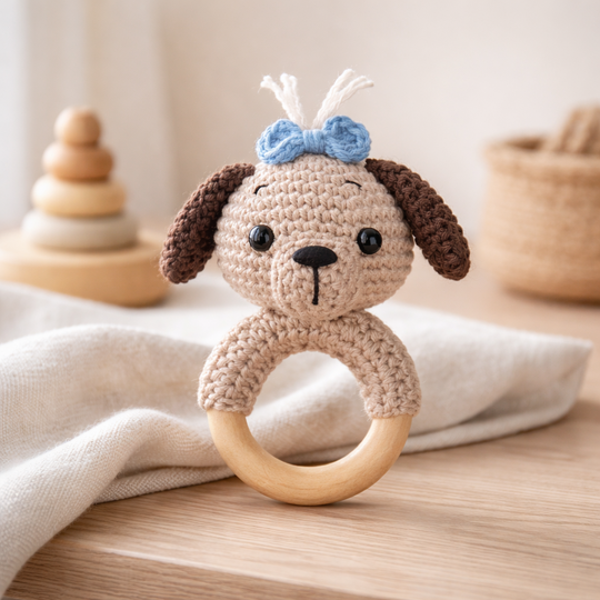 Crochet Pattern Dog Rattle, crochet Babyrattle