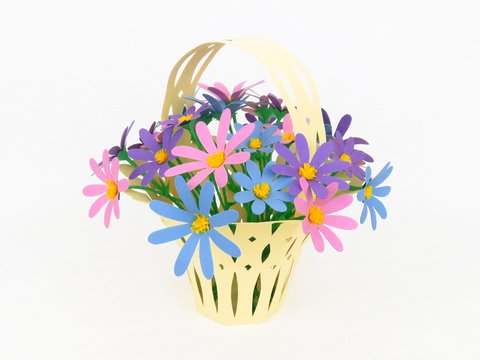 Körbchen mit Blumen – Bastelvorlagen und Anleitung