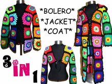 crochet paTTern *3 in 1*  Bolero - Jacket - COAT with or without HOOD RainBoW GrannY, us-english, coatpattern