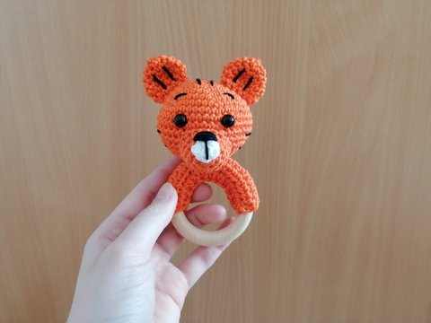 Häkelanleitung Tiger Rassel, Babyrassel häkeln