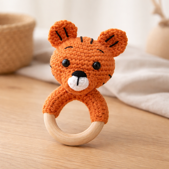 Häkelanleitung Tiger Rassel, Babyrassel häkeln