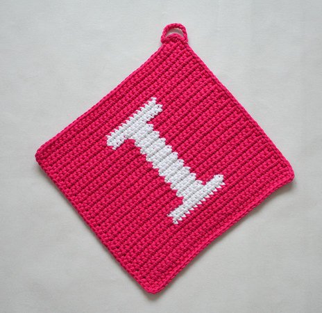 Letter "I" Potholder Crochet Pattern - for beginners