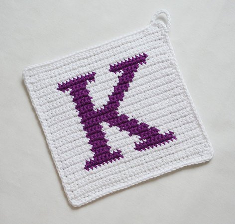 Letter "K" Potholder Crochet Pattern - for beginners