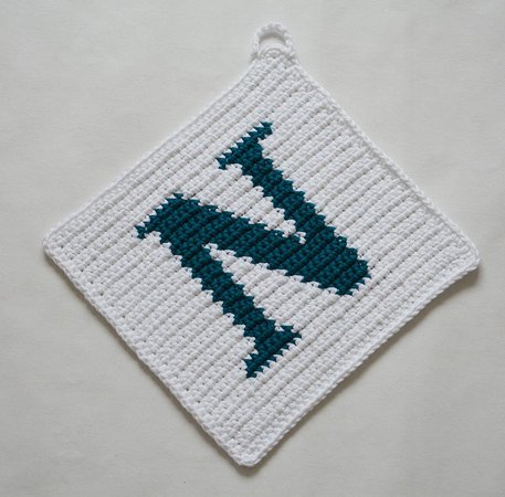 Letter "N" Potholder Crochet Pattern - for beginners