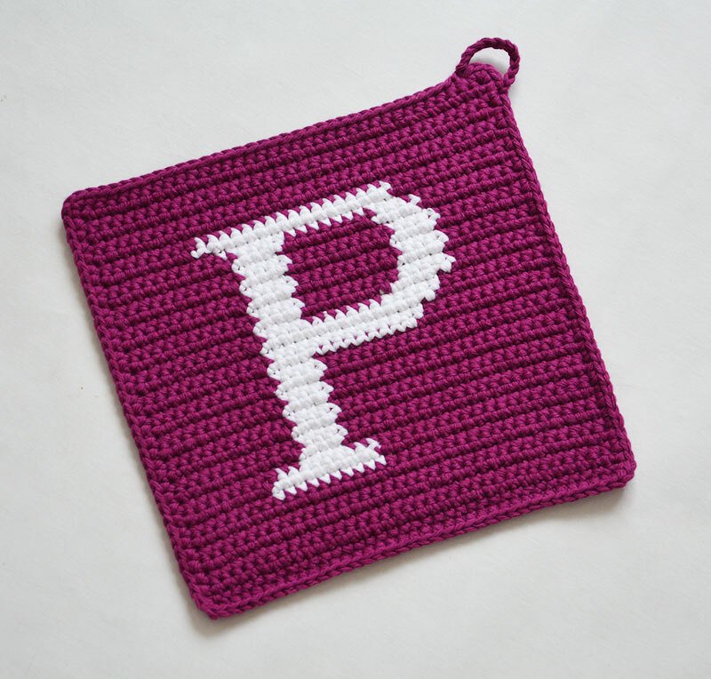 Letter "P" Potholder Crochet Pattern - for beginners