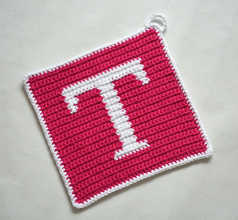 Letter "T" Potholder Crochet Pattern - for beginners