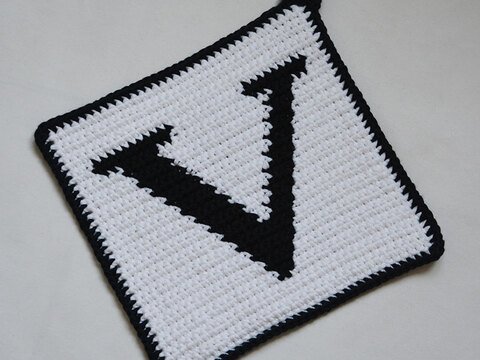 "V" Buchstaben Topflappen Häkel-Anleitung inkl. Häkel-Grundkurs