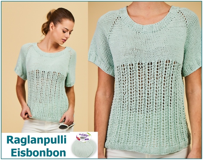 Raglanpulli Eisbonbon aus NOBLY von Woolly Hugs stricken