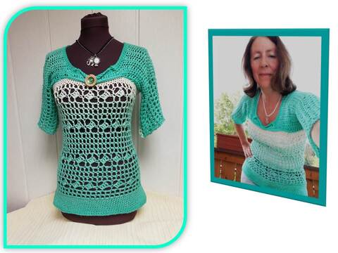 Häkelanleitung Tunika-Kurzarm-Shirt SKY 63