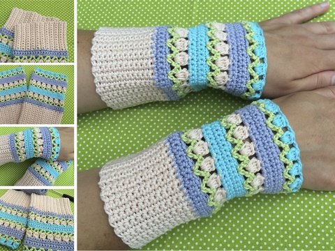 Häkelanleitung für Armstulpen "Frühling"