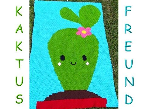 Häkelanleitung * Decke KAKTUS-FREUND * Häkeldecke, Ecke zu Ecke, c2c Technik