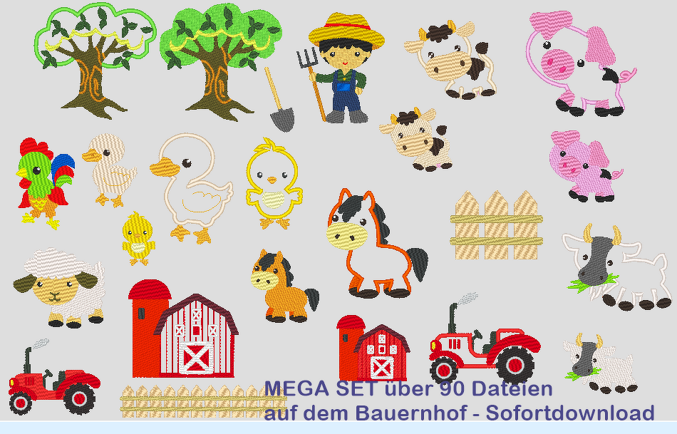 Mega Set Bauernhof Stickdatei