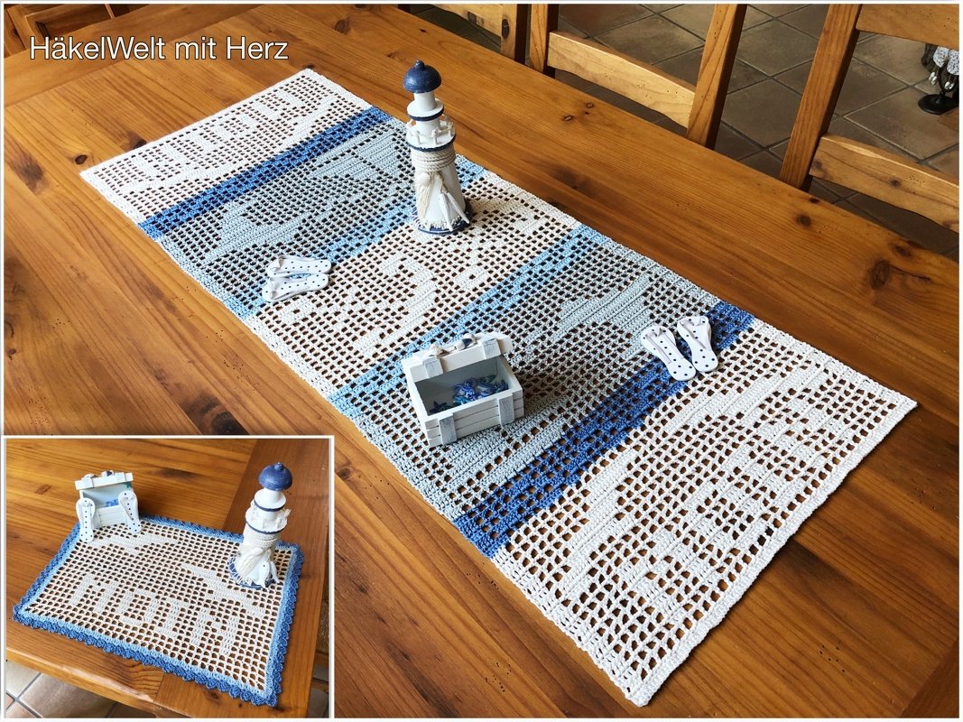 Tischläufer + Platzdeckchen  / "Moin" / Maritim