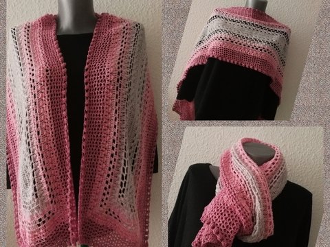 Häkelanleitung Schal/Stola "Pinky"