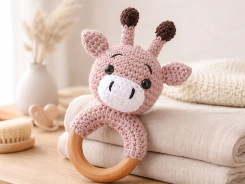 Crochet Pattern Giraffe Rattle, crochet Babyrattle
