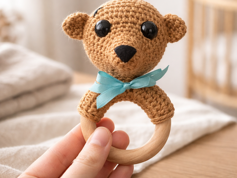 Häkelanleitung Erdmännchen Rassel, Babyrassel häkeln