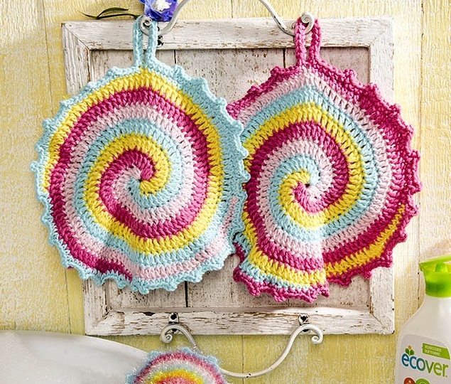 Topflappen und Spülis im Spiralmuster häkeln - DH 140