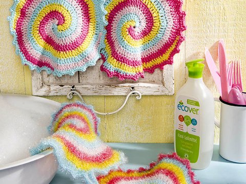 Topflappen und Spülis im Spiralmuster häkeln - DH 140