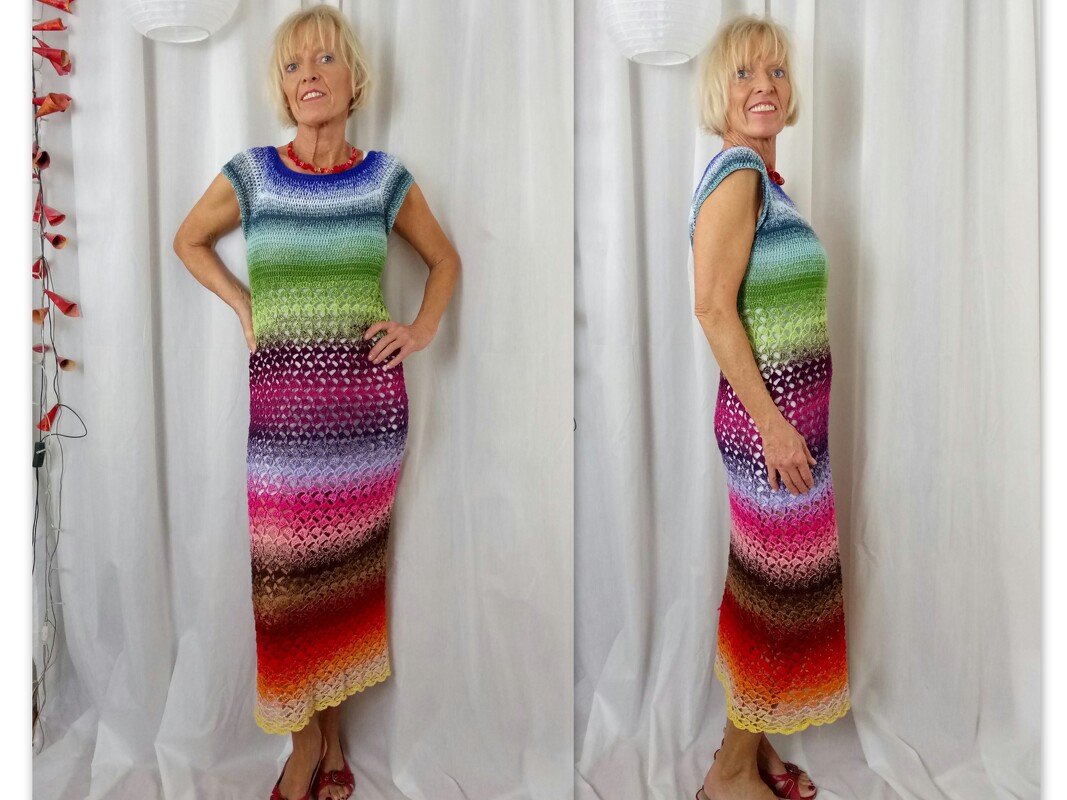 Häkelanleitung Kleid "Benita", für alle Größen, Raglan von Oben