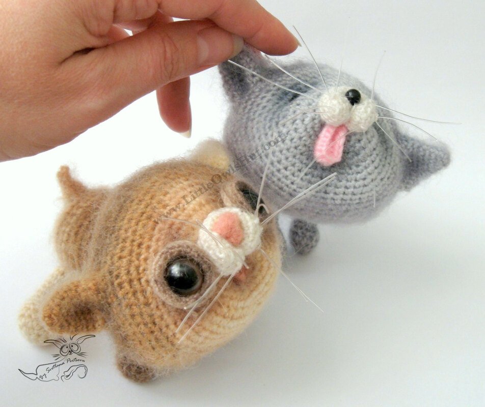 020 Crochet Pattern - 2 Kittens toy with wire frame - Amigurumi PDF file by Pertseva CP