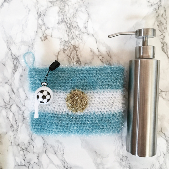 Fan-Schwamm häkeln - Spüli zur Fußball-WM