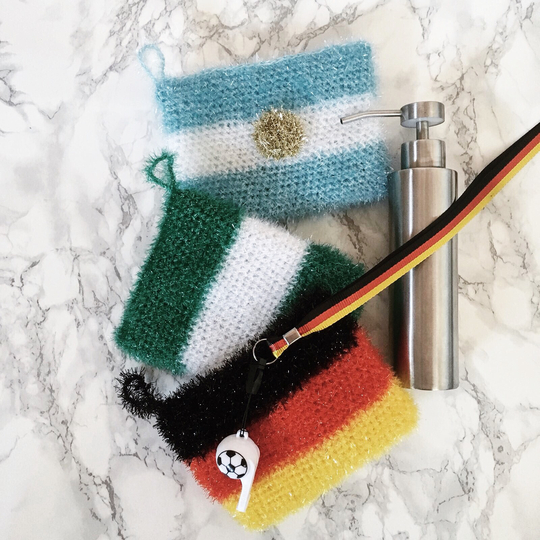 Fan-Schwamm häkeln - Spüli zur Fußball-WM