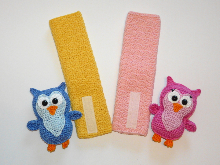 Häkelanleitung Auto-Gurtpolster Eule