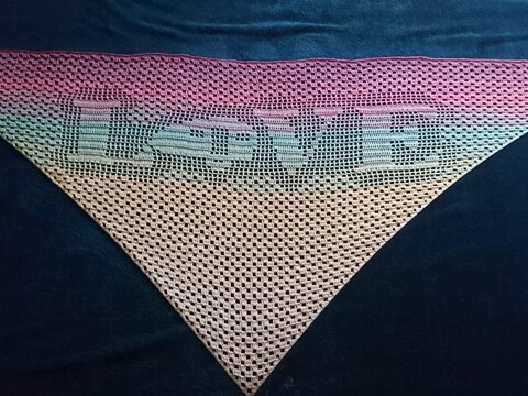 Motivtuch "ILoveCamping", Dreieckstuch, Häkelanleitung