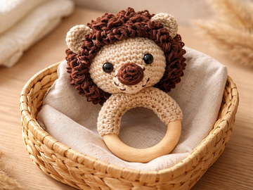 Crochet Pattern Lion Rattle, crochet Babyrattle