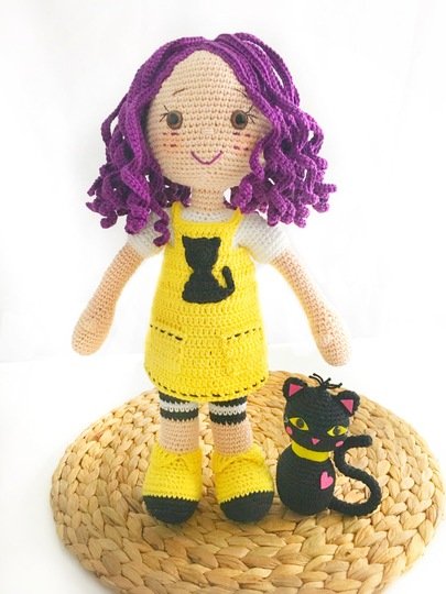 Crochet Pattern LOLA and her cat YAMAC