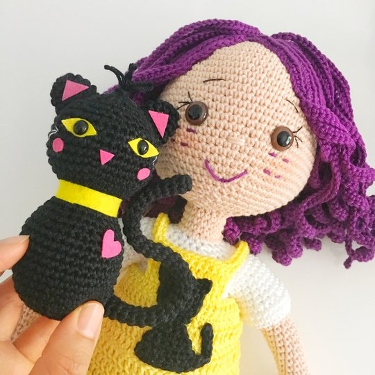 Crochet Pattern LOLA and her cat YAMAC