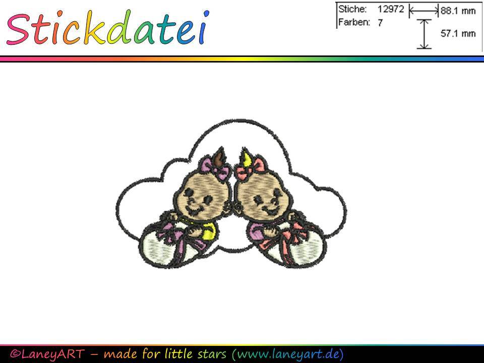 Stickdatei "Zwillinge - Mädchen - Geburt"