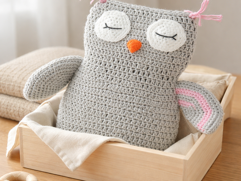 Häkelanleitung Eule Knistertuch, Schmusetuch häkeln