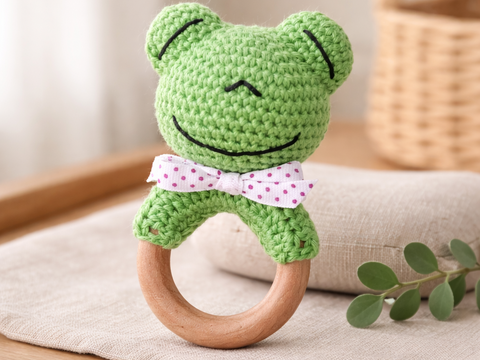 Häkelanleitung Frosch Rassel, Babyrassel häkeln