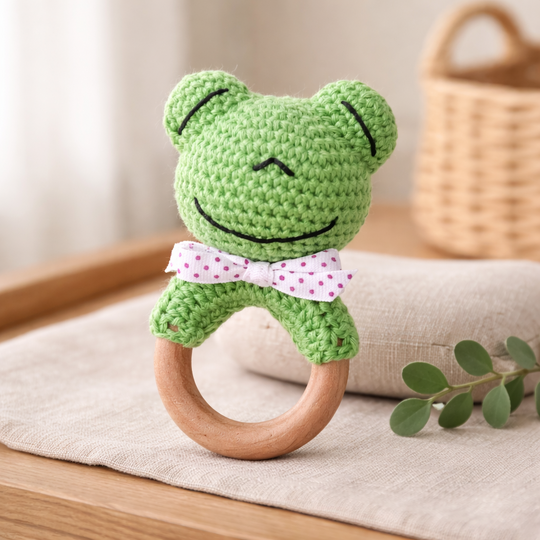 Häkelanleitung Frosch Rassel, Babyrassel häkeln