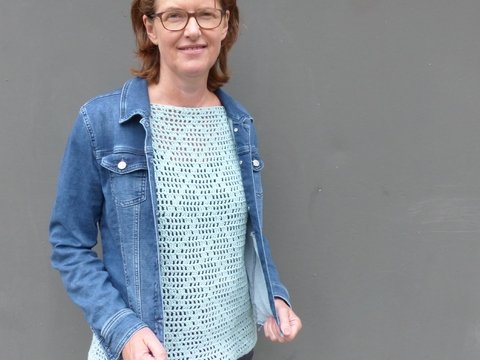 Häkelanleitung, Häkel-Shirt mit Loch- und Rautenmuster