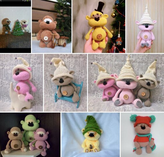 139 Crochet Pattern - Cute Bear Cookie with Knitted hats - Amigurumi soft toy PDF file by Pertseva CP