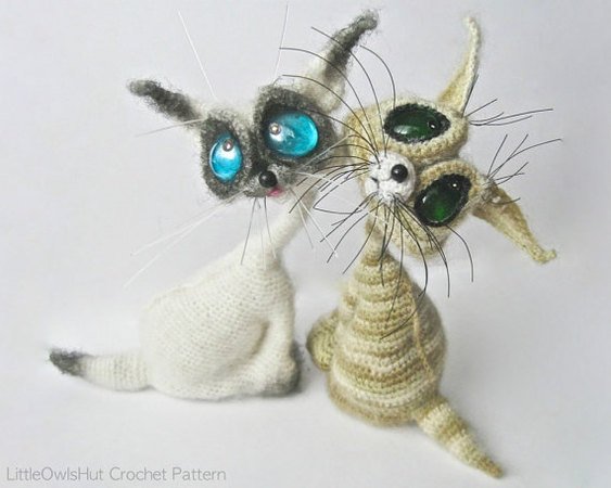 010 Crochet Pattern - Cat Siam toy with wire frame - Amigurumi PDF file by Pertseva CP