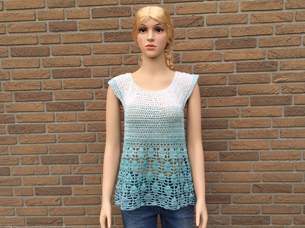 Sparpaket Häkelanleitungen Netzshirt und Tunika oder Kleid im Ananasmuster - Bild 4