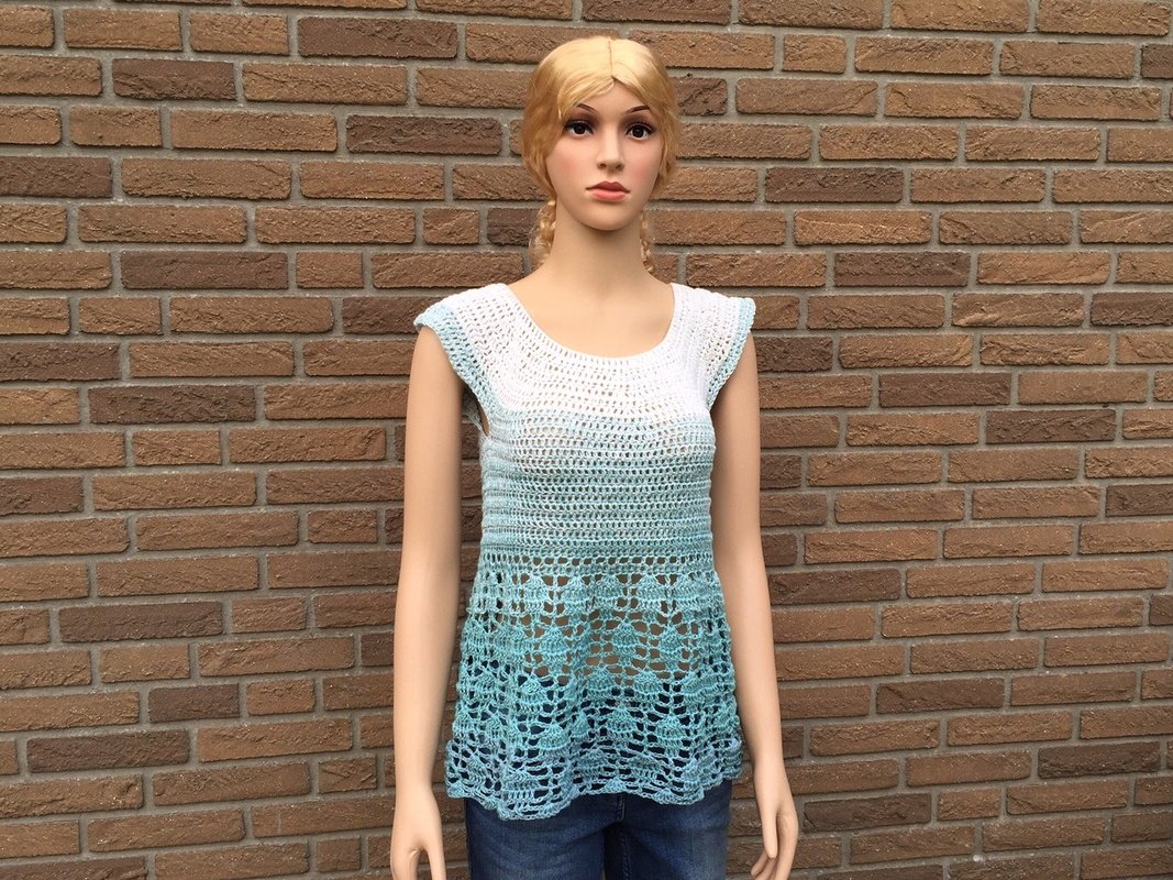 Sparpaket Häkelanleitungen Netzshirt und Tunika oder Kleid im Ananasmuster