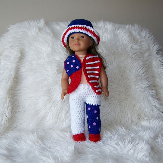 Crochet Pattern doll outfit 4th of july costume