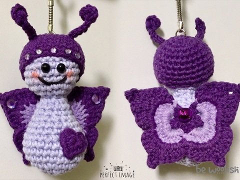 Schmetterling - Schlüsselanhänger / Taschenbaumler - Häkelanleitung