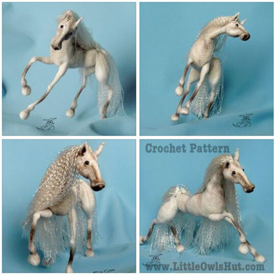 043 Crochet Pattern - Horse White Dream with wire frame - Amigurumi PDF file by Pertseva CP