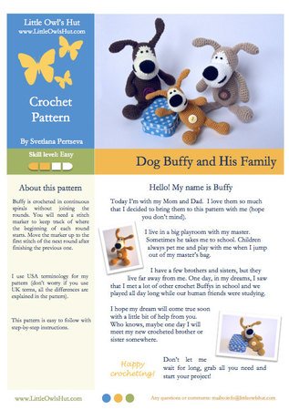 194 Crochet Pattern - Buffy The Dog - Amigurumi PDF file by Pertseva CP