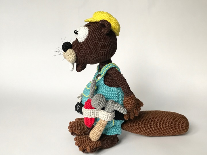 Biber Bob, im Arbeits-Outfit, Häkelanleitung