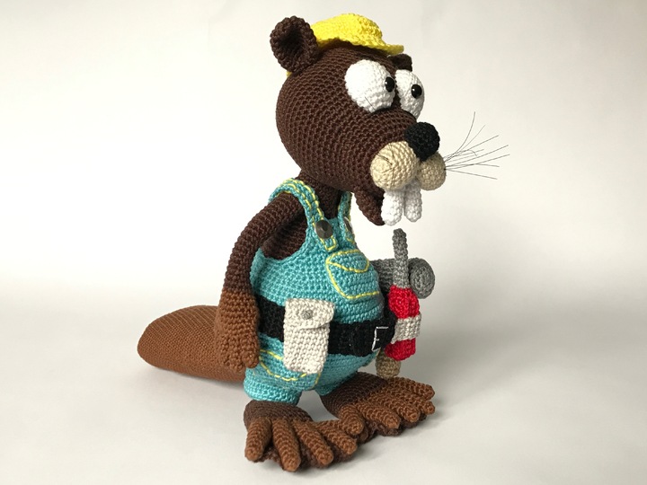 Biber Bob, im Arbeits-Outfit, Häkelanleitung