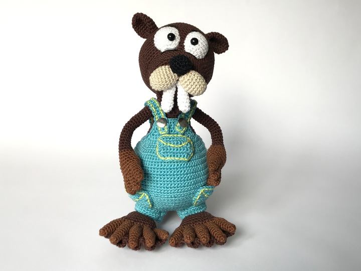 Biber Bob, im Arbeits-Outfit, Häkelanleitung